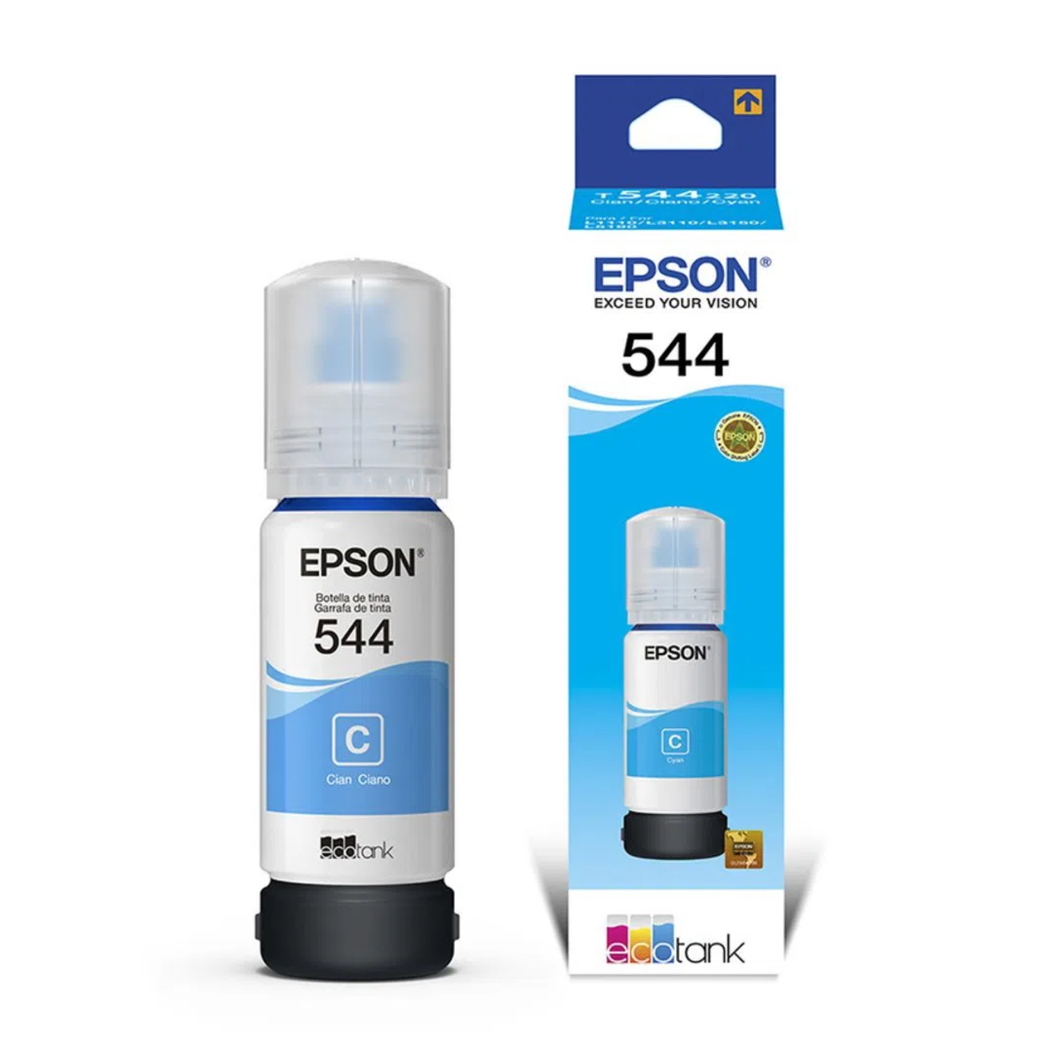 Botella de Tinta Epson 544 Cian (T544220) L1110/L3110/L3210/L3150/L3160/L5190