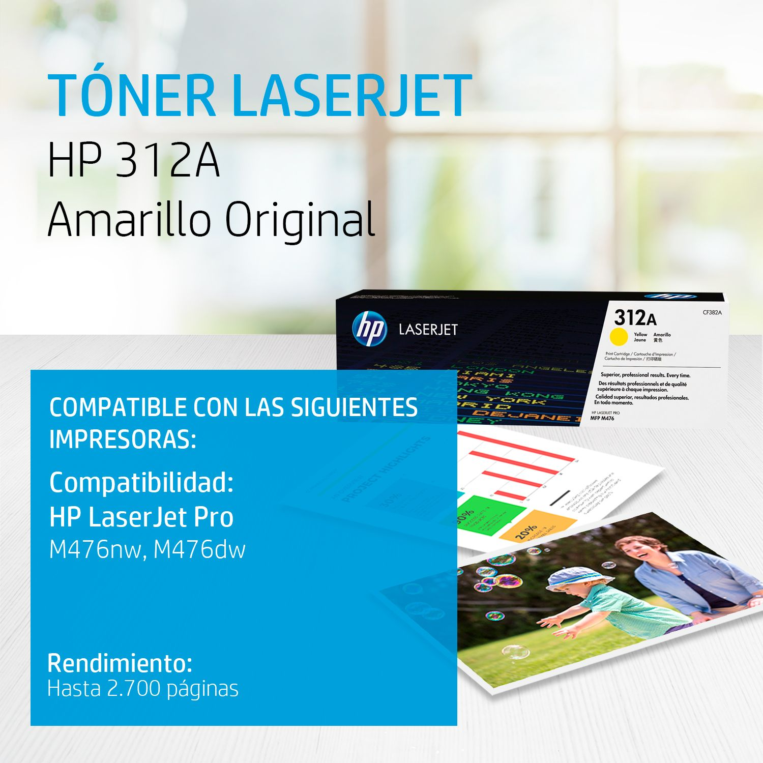 Toner HP 312A Yellow (CF382A) LaserJet Pro M476nw/M476dw 2700 Pag.