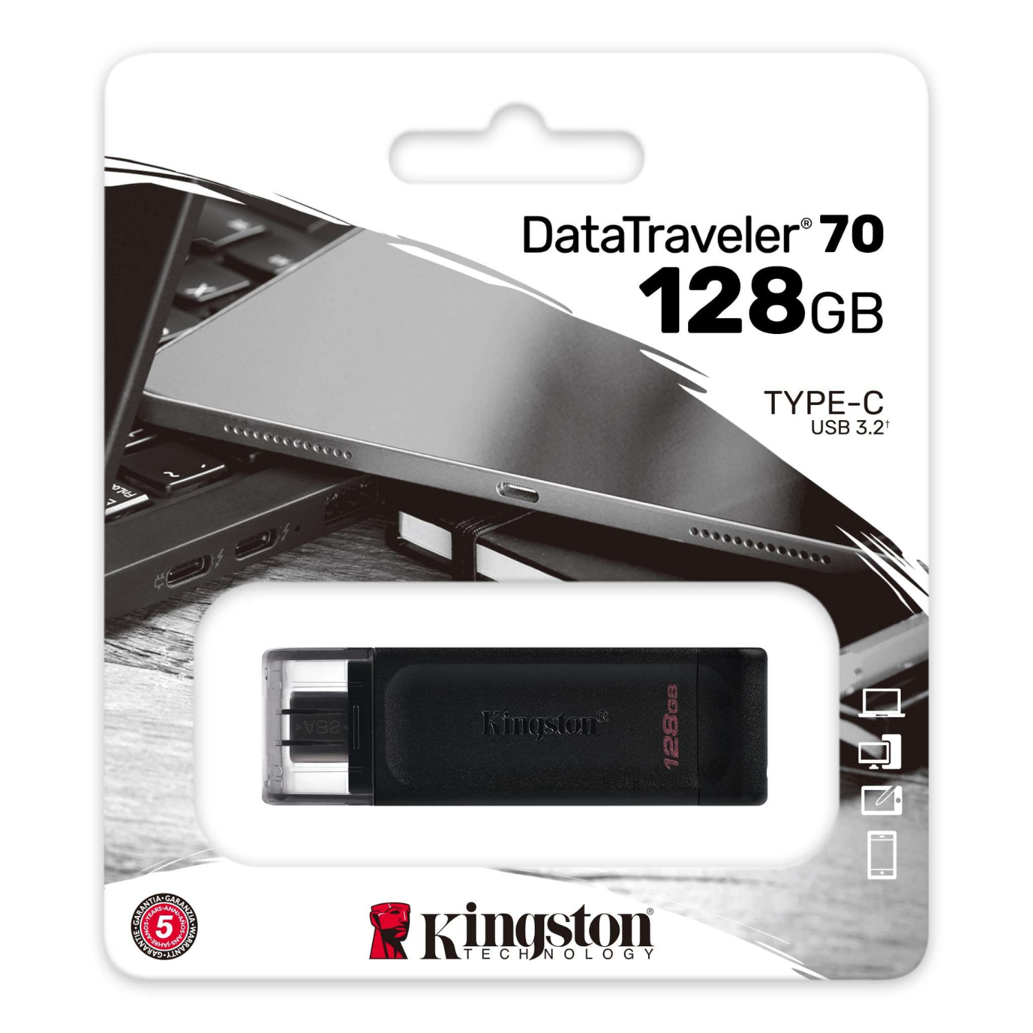 Memoria USB-C Kingston DT70 128GB 3.2 GEN1