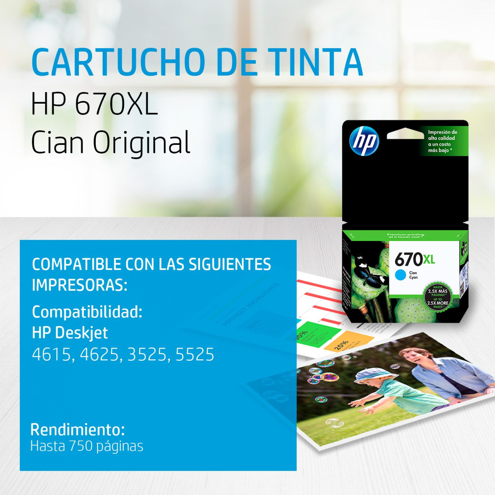 CARTUCHO HP 670XL TINTA CIAN