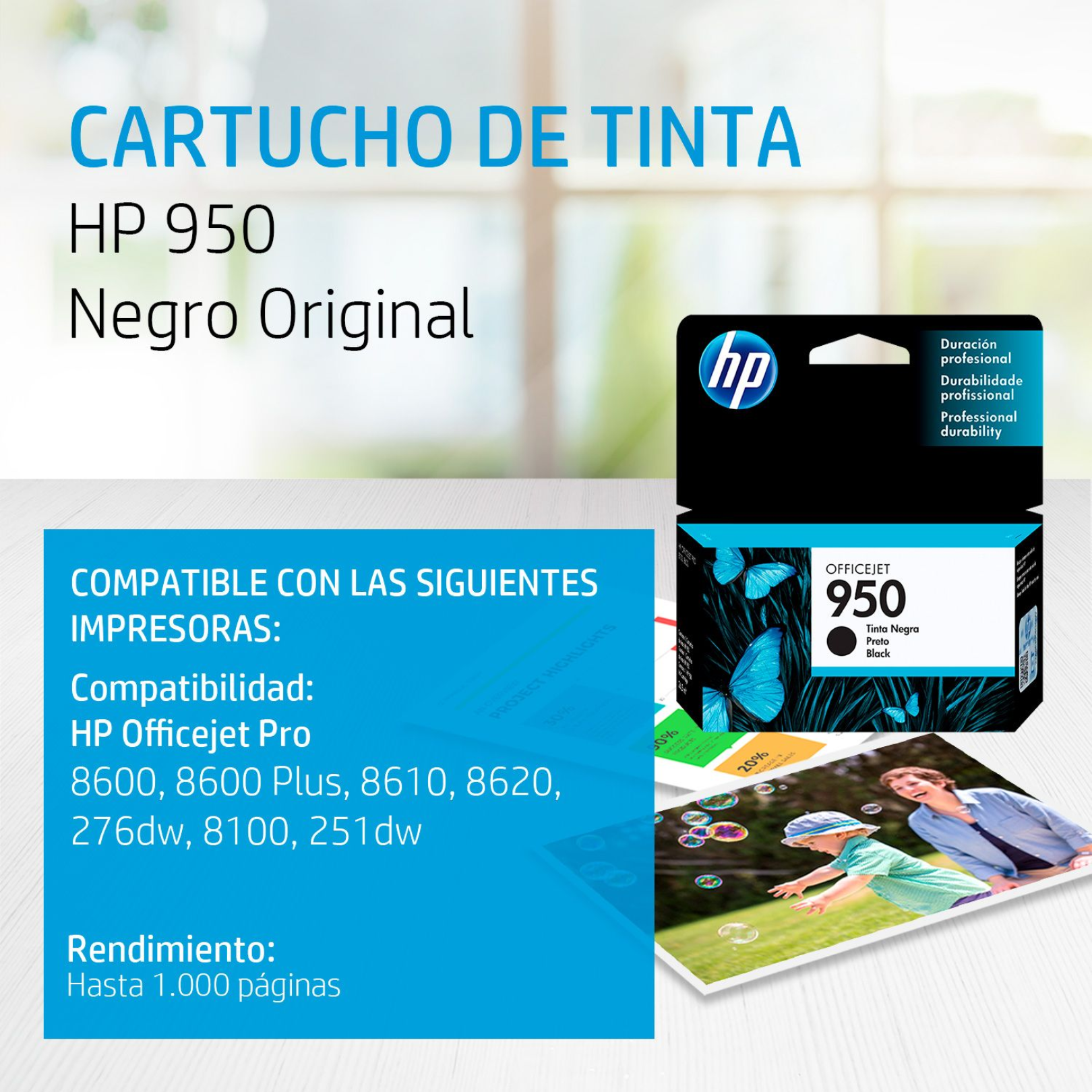 Cartucho de tinta HP 950 Negro (CN049AL) Officejet 8100/8600 1000 Pag.