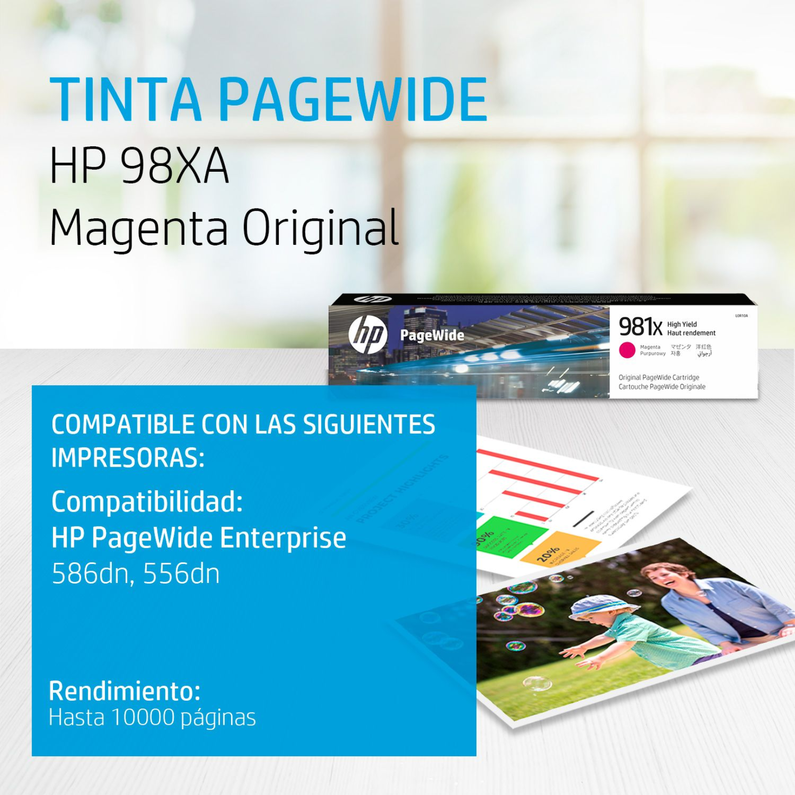 Cartucho de tinta HP 981X Magenta (L0R10A) PageWide 556DN/586DN 11000 Pag.