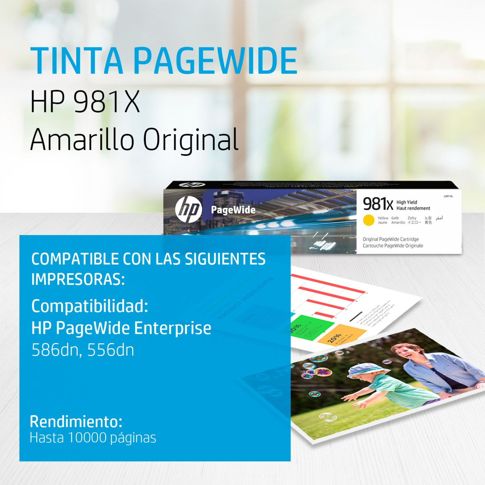 Cartucho de tinta HP 981X Yellow (L0R11A) PageWide 556DN/586DN 10000 Pag.
