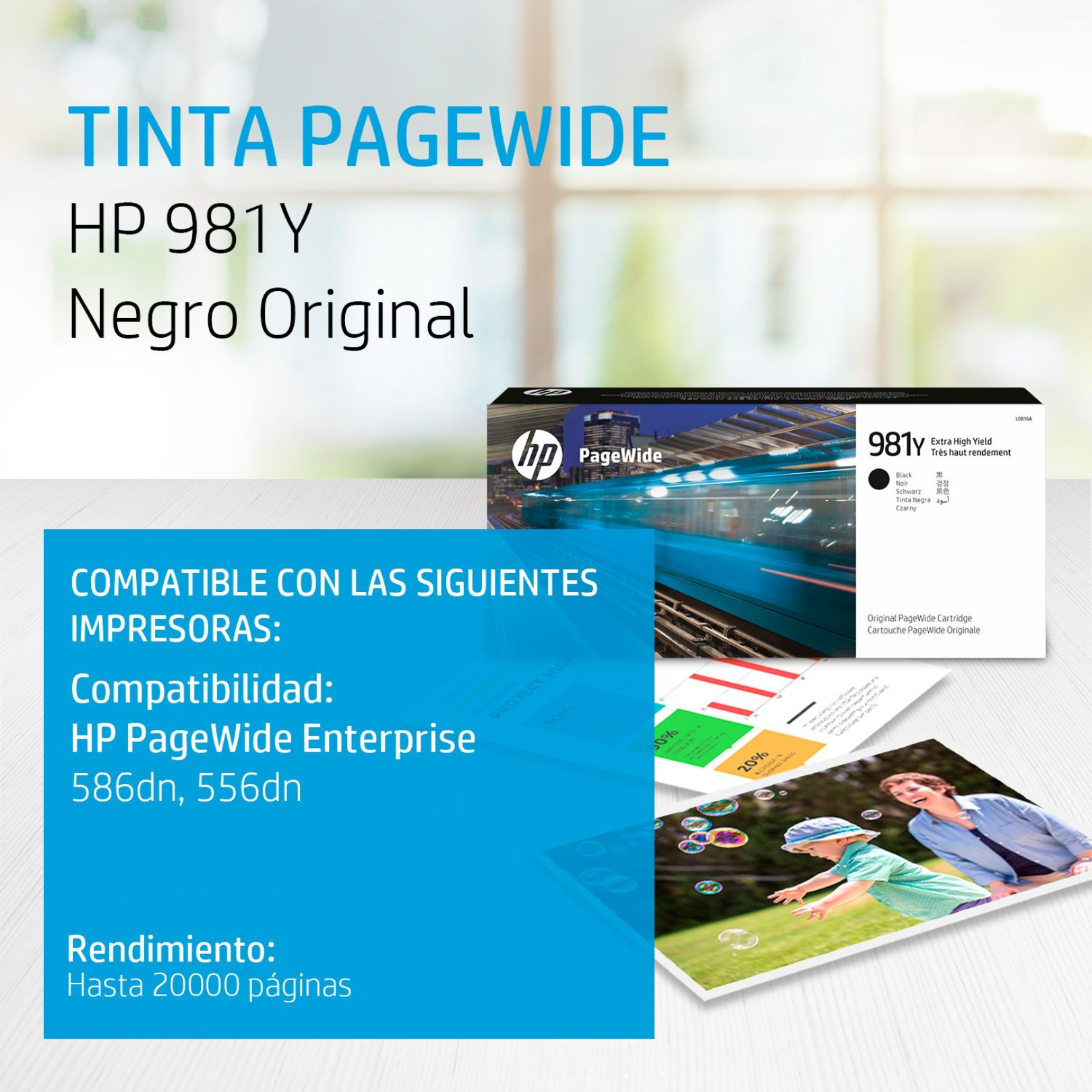 Cartucho de tinta HP 981Y Negro (L0R16A) PageWide 556DN/586DN 20000 Pag.